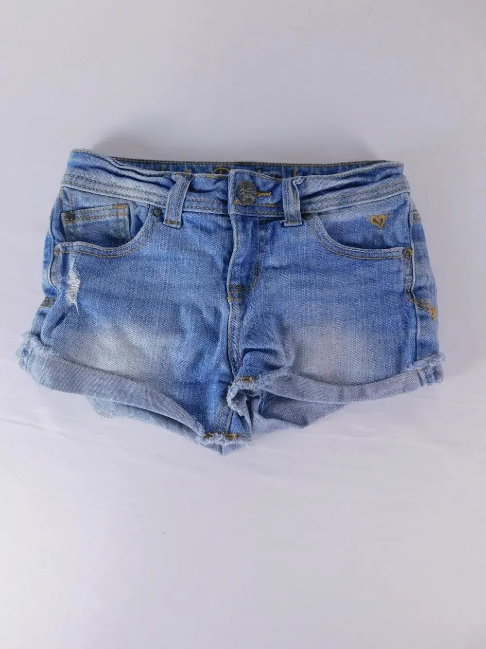 Justice Hot Pants Girls 10 Blue Denim Cutoff Distressed Cuffed Shorts Summer